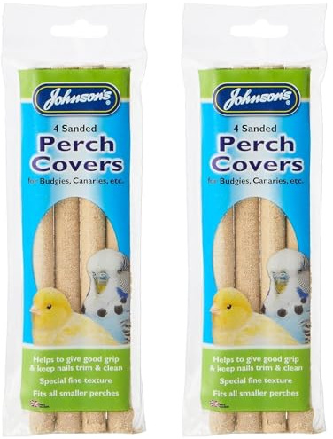 GETINSTYLE SHOP Bundle – 2x 4 Johnsons Veterinary Products Perch Covers for Budgies and Canaries, Sanded Clear