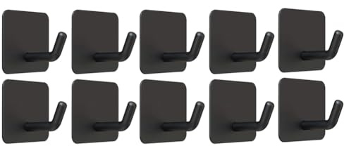 Flaroey 10PCS Stainless Steel Adhesive Hook Self Adhesive Wall Hooks Hanger Heavy Duty Storage Holder Stick on Towel Hooks,A