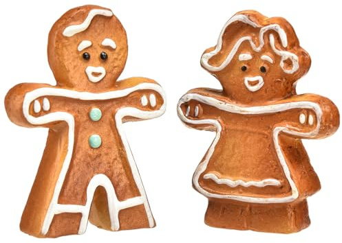 Lebkuchenfiguren Weihnachten Deko Keramik Lebkuchenmann und Frau, 6 Stück