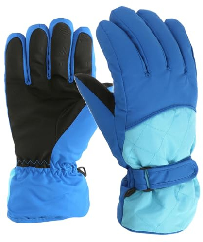 Gants d'hiver coupe-vent chauds pour garçons et garçons - Gants de ski pour filles - Gants de snowboard pour enfants, bleu, 11-16 Years