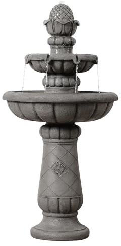 Teamson Home Fontana per uccelli, 99 cm, 2 livelli, grigio chiaro