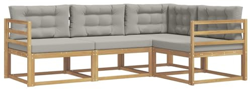 vidaXL Outdoor-Sofagarnitur 3 pcs Weiß und Hellgrau Polyester, Anpassbare Gartenmöbel, modernes Patio-Sofa, gemütliche Sitzgruppe, wetterfest und robust
