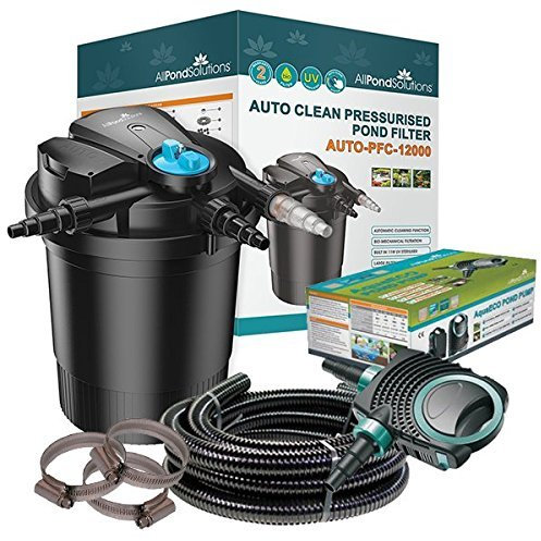 allpondsolutions Auto Cleaning Pressurised Koi Fish Pond Filter with UV Steriliser Light All in One Complete Kit - Ponds Up to 12000 litres - AUTO-PFC-12000-KIT