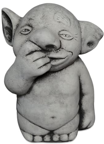 gartendekoparadies.de Massive Steinfigur Troll Nasenbohrer Gnom Wichtel Kobold Steinguss frostsicher