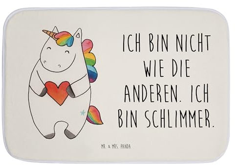 Mr. & Mrs. Panda Duschvorleger Einhorn Herz - Geschenk, Badezimmermatten, Unicorn, Badvorleger, lustig, Badteppich, Einhorn Deko, Einhörner, witzig,