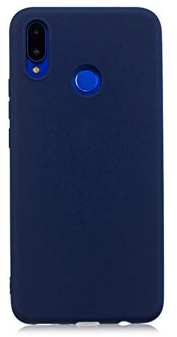 cuzz Case for Huawei Nova 3i / P Smart Plus.with [ Tempered Glass Screen Protector] TPU Silicon Thin Flexible Shockproof Bumper Finish Slim Gel Protective Shell-Dark Blue