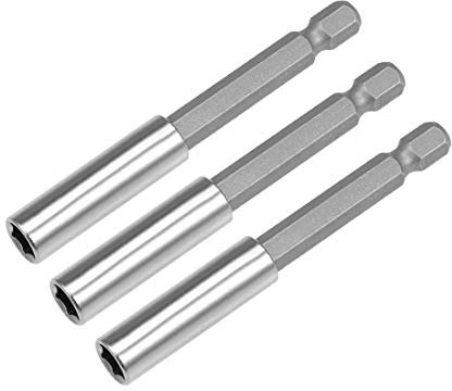 sourcing map 3 Pcs 1/4 Inch Hex Shank by 3 Inch Magnetic Bit Holder Extension, Quick Release Screwdriver Drill Bit Power Tool