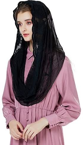 BEAUTELICATE Spitze Mantilla Schal Schleier Tüll Stola Schwarz Weiß Für Damen Kirche Messe Kapelle Katholisch Braut Brautjungfer V103…