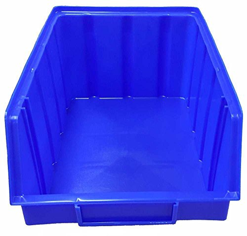 S&S-Shop 15 Stapelboxen Blau Gr.4, aus hochwertigem Kunststoff, mit Schildcheneinschub, Ordnungsboxen für Werkstatt, Kleinteile Organizer, Sortierbox für Schrauben & Werkzeug, Made in Germany