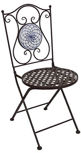 FRANK FLECHTWAREN Bistrostuhl, Mosaikstuhl Mare ca. Ø 43 cm, ca. Ø 39 cm, Sitzhöhe 46 cm, GH 90 cm, Stückpreis, platzsparend zusammenklappbar dazu passender Tisch bestellbar Best.nr.- B086LGVK7F