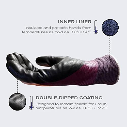 MaxiDry Zero 56-451 Cold Condition Work Glove with Thermal Lining and Full Double-Dipped Nitrile Coating (1, XL)