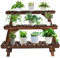 RELAX4LIFE Set di 3 Scaffali Portapiante in Legno di Abete a Doghe, Espositore Multiuso Portatutto per Interno ed Esterno (Modello 10)