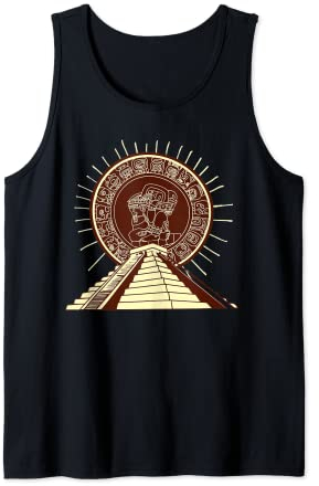 Maya-Kalender, Maya-Stein, Pyramide und Sonnenstrahlen Tank Top