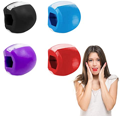Bebochoi Jaw Trainer Ball, Gesichtsstraffer, Kiefertrainer, 4er Set, 40 lbs, Rot, Lila, Blau, Schwarz