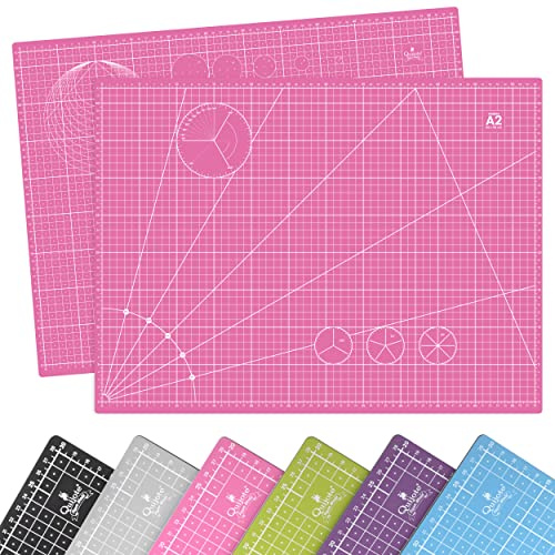 Quijote Paper World Base de Corte Tamaño A2 60x45cm, Rosa, 3mm Espesor, Autocicatrización Rápida, 3 Capas, Flexible, con Guías de Corte para Patchwork, 1 Unidad