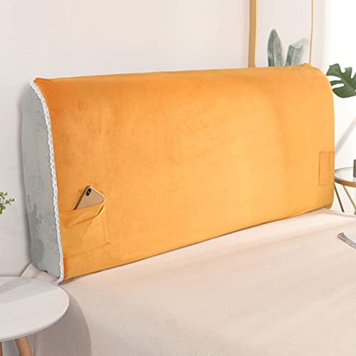 TFBH Luxus Samt Bett Kopfteil Hussen/Bezug Stretch All-Inclusive Bett Kopfteil Abdeckung Doppel Einzel King Size Leder/Holz/Polsterbett Kopfteil Bezug Bettrücken Staubdichtes Dekor,Orange-160x70cm