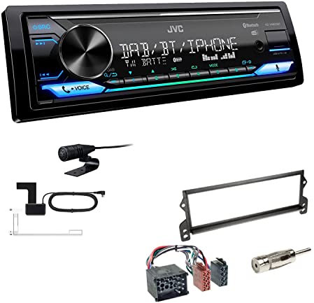 JVC KD-X482DBT 1-DIN Autoradio Media Receiver Digitalradio DAB+ Bluetooth Amazon Alexa USB Einbauset passend für MINI Mini, Mini Cabriolet 2000-2002 schwarz