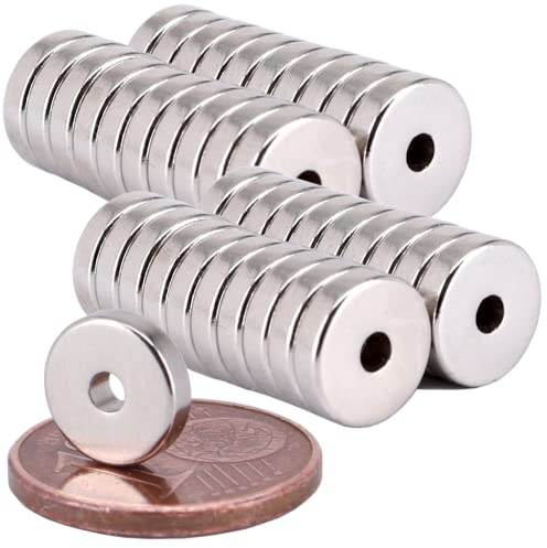 [50 Stück] Neodym Magnet Ring N52 Magnetring 8mm x 2mm Mit 2mm Loch Bohrung - Mini Magnete Ringemagnet - Magnetscheibe Rund