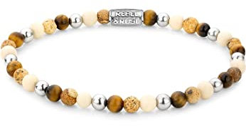 Rebel & Rose Unisex-Armband 925er Silber Tigerauge S Weiß 32023343