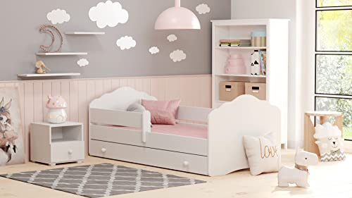 KOBI Cama para Niños con Colchon y cajón FALA | 140 x 70 cm | Camas Infantiles Blanco | Cama Niño | Cama Pequeña Niña | para Chica o Chico | Muebles Camas Infantiles | Habitación Juvenil