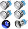 GUNGY Interruttore a Pulsante Autobloccante Pulsante 12V-24V 3A Impermeabile Interruttori a Pulsante 19mm in Ottone Cromato con Luce LED ad Anello Blu 5 pezzi