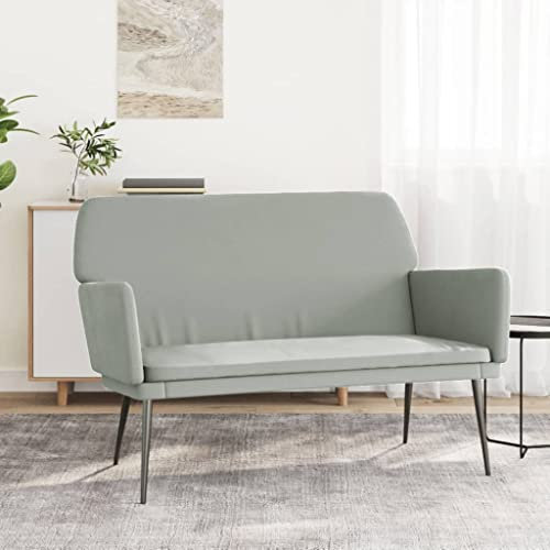 Bussandri Exclusive - Sitzbank Hellgrau 108x79x79 cm Samt