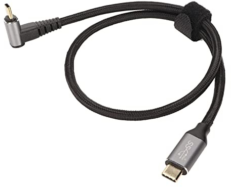 USB zu USB C Kabel 90 Grad, PD100W Typ C 3.1 Gen2 Schnellladekabel 4K 60Hz 10Gbps Rechtwinkliges USB C Verlängerungskabel für Steam Deck, für VR Link (50cm)