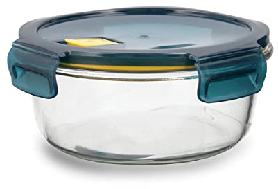 Quid Astral Recipiente Redondo Hermético Vidrio 18x18x8cm - 95cl Otros Vidrios Apto Microondas Apto Congelador Reciclable