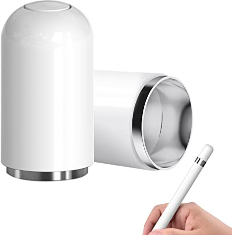 LoQuick 2 Stück Pencil Kappe, Magnetische Ersatzkappen Kompatibel Apple Pencil 1. Generation, iPencil Magnetische Ersatzkappe, Magnetische Kappen für Apple Pencil Cap, Weiß