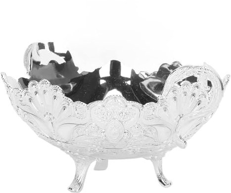 Cyrank Footed Fruit Bowl, Decorative Pedestal Bowl Fruit Tray Silver Bowls Dessert Display Stand Serving Dishes Kitchen Counter Serving Tray Decorative Table Piece for Home Decoration
