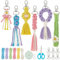 INFUNLY 6 Stück DIY Blumen Schlüsselanhänger-Kits Makramee Schnur Knoten-Sets für Anfänger Erwachsene Makramee Multi-Typ-Quasten-Schlüsselanhänger-Kits Handarbeit, Makramee-Kits für Autoschlüssel,