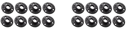 TsoLay Flangia per Tubo Nel Ghisa Malleabile Da 1/2 Pollici, Nippli Filettati per Tubi Neri Da 1/2 Pollici, 16 Pezzi
