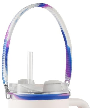 PEUTIER Water Bottle Handle Attachment for Stanley, Silicone Water Bottle Strap Portable Water Bottle Sling, Accessories for Most 8-40oz Cups (Purple, Blue, White)