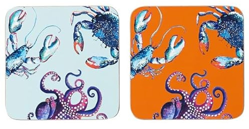 English Tableware Co. Dish of the Day Coasters – Set of 4 Cork Backed Drink Coasters, Heat Resistant Table Mats for Coffee, Tea & Dining Table Protection
