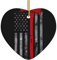 Firefighter Axe Red Line Flag Ceramic Heart Pendant with Hole and Gold Rope for Christmas New Year Home Hanging Decoration