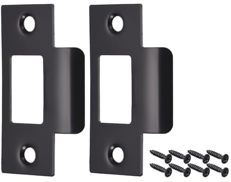 sourcing map Door Strike Plate, 2Pcs 70mm x 40.3mm 201 Stainless Steel Latch Deadbolt Strike Plate for Door Frame Door Jamb, Black