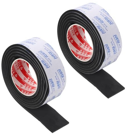PATIKIL 2000 x 50 x 5mm Insulation Foam Tape, 2 Roll Self-Adhesive EVA Weather Stripping for Wrap Pipe Door Window Insulation Soundproof Anti Vibration Collision, Black