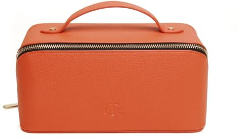 The Train Case Beauty Concertina Kosmetiktasche zum Ausklappen Alice Wheeler, Orange / Schwarz, Weiche Seiten