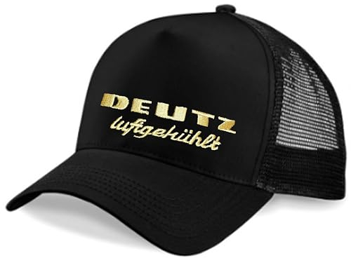 Bimaxx Trucker-Cap (Kappe mit Netzteil) Deutz Luftgekühlt Logo Oldtimer Mütze Herren | Größe: Einheitsgröße | Farbe: Schwarz