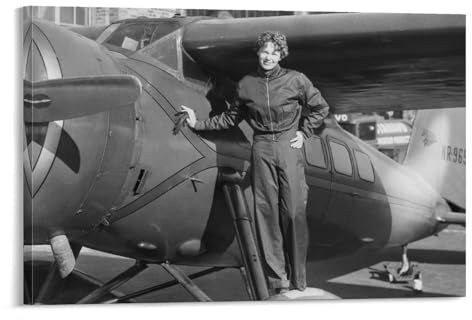 REDCHAMBER Poster, Motiv: Amerikanische Luftfahrt, Pionier und Schriftstellerin, Amelia Earhart, Leinwand, Gemälde, Poster, Wandkunst, dekorative Bilddrucke, moderne Dekoration, 60 x 90 cm