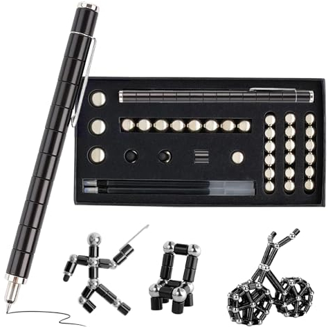 MORAINJAY Kugelschreiber Fidget Pen,Magnet Stift Gravity Pen,Schwarz Lustige Multifunktions Stift,Magnetstift mit Stylus Stift und Stressabbau Geschenk Toys für Junge Männer Frauen Teenager