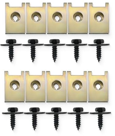 Surtido de Tornillos y Grapas, 20PCS Grapas Tornillo Clip de Sujeción Tipo U, Juegos de Tuercas de Clip Tornillo, Tornillo Roscachapa para Automóviles Guardabarros de Parachoques Negro