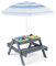 DREAMADE 4-in-1 Kindersitzgruppe mit Sonnenschirm aus Holz, Kinderpicknictisch mit 2 Boxen & abnehmbare Tischplatte, Kinder Gartenmöbel aus Tannenholz, für Kinder ab 3 Jahren