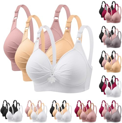 XCXC 3er Pack BHS Damen Ohne Bügel Push Up BH Set Frauen Grosse Grössen Klassische BH mit verstellbarem Weich Atmungsaktiver Bequem BHS Set Bustier für Alltag Fitness Outdoor
