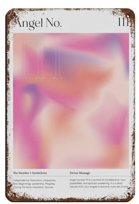 AMATWI Blechschild Angel Number 111 Law of Attraction 3, Vintage, Metall, Pub, Club, Café, Bar, Zuhause, Wandkunst, Dekoration, Poster, Retro, 20 x 30 cm