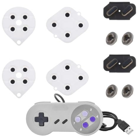 Fc'Noqgn 2 Sätze Tastenkontakt Ersatzpad Leitfähige Tastenpads aus Silikon Controller Reparaturteil Kompatibel mit Super SNES Controller