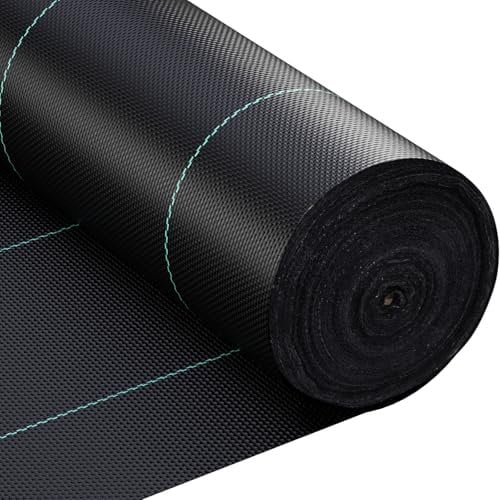 VELPAX Toile de Paillage 1×50M,Contre Les Mauvais Herbes en 100g/m² Fibres de Polypropylène Tissées Perméable à l'eau Perméable à l'eau,Résiste Rayons UV Anti Repousse avecr Tissu pour Drain français
