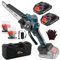 AUTOJARE 8 zoll Mini Kettensäge 1000w Akku Kettensäge 24V Handkettensäge mit Automatischer Öler 2 Batterien und 2 Ketten Elektro Säge zum Schneiden von Zweigen und Holz