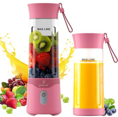COKUNST Tragbarer Mixer für Smoothies und Shakes, 530ml Smoothie Maker mit 6 Klingen, Wiederaufladbarem Typ-C Portable Blender mit Reisedeckel, Mini Standmixer für Reisen, Küche