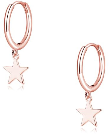 Glintara Ohrringe Creolen mit Anhänger - Stern Ohrhänger für Mädchen, Silber 925 Hängend Damen, Sterling Silber Hypoallergen, Klassisch Schmuck mit Geschenkbox